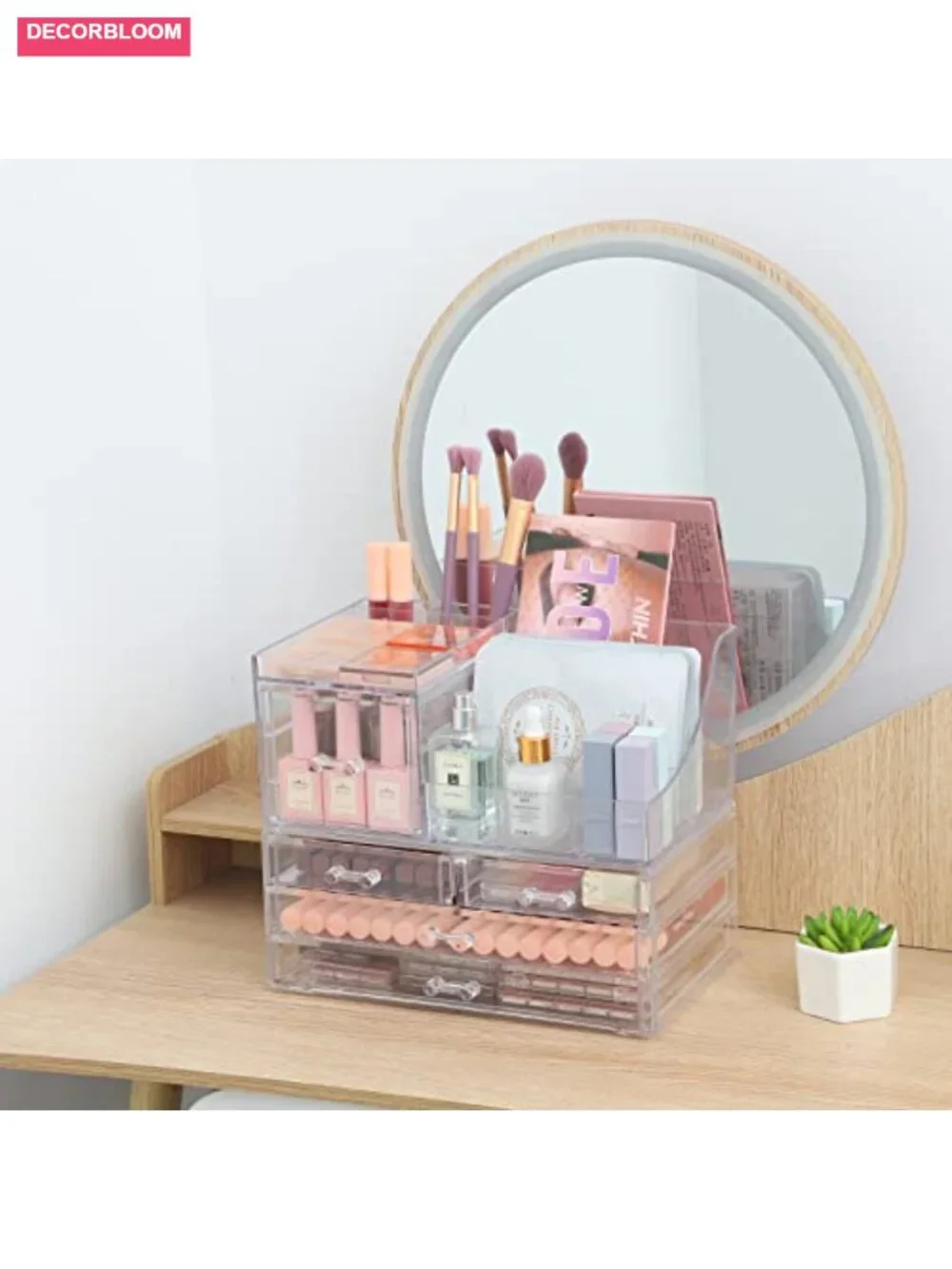 Clear Acrylic 5-Drawer Makeup Organizer Vanity Storage Stackable